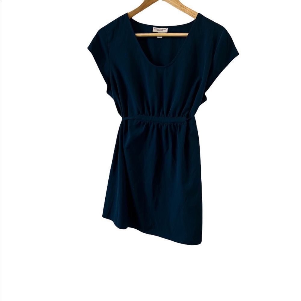 LIZ LANGE Maternity Teal Empire Waist Gathered Tie Back Scoop Neck Dress M